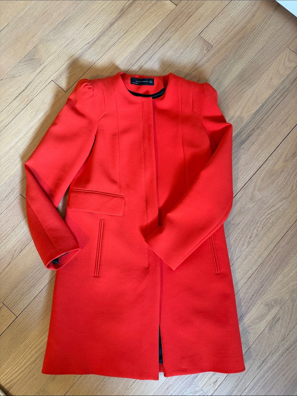 Zara Vibrant Red Long Women's Coat